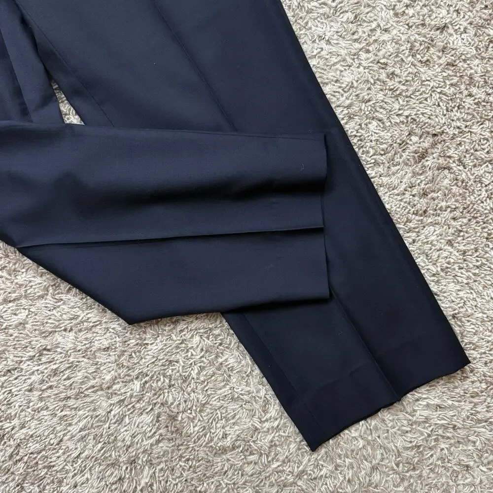Vintage Oscar de la Renta Double Breasted 42R Navy Blue Wool Gold Button Blazer